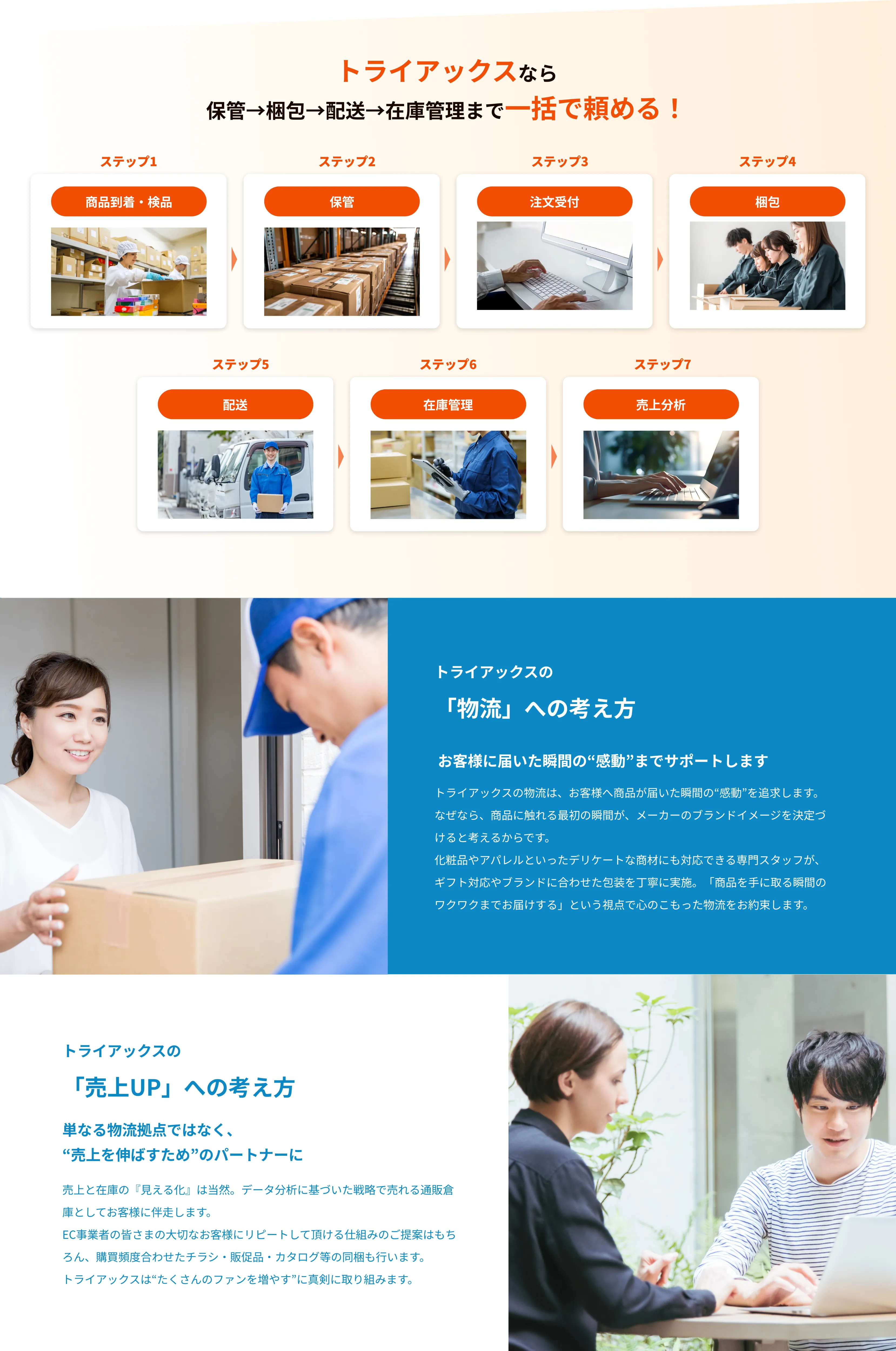 トライアックスなら保管→梱包→配送→在庫管理まで一括で頼める！